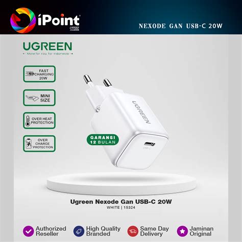 UGREEN NEXODE GaN 20W USB C FAST CHARGING WHITE IPoint Store Bandung