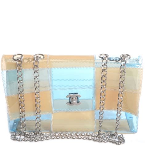 Chanel Vinyl Naked Patchwork Medium Flap Blue Beige Fashionphile