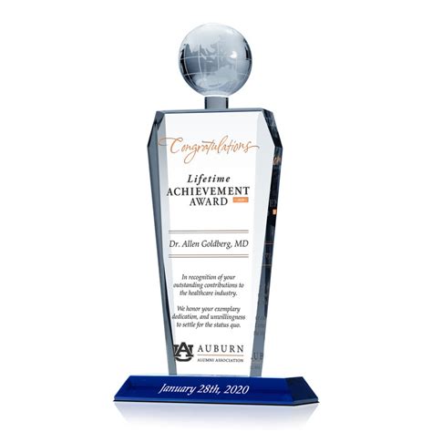 Crystal Global Business Lifetime Achievement Award Trophy