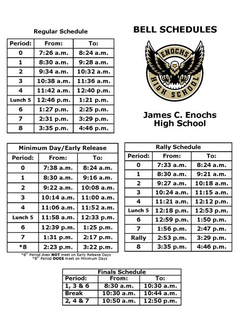 Bell Schedule James C Enochs High School