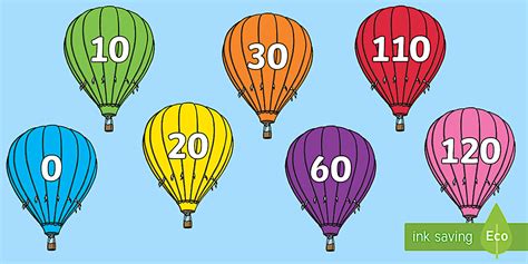Counting In S On Plain Hot Air Balloons Display Activity