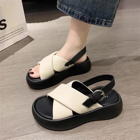 LOẠI MỚI SẴN Giày SANDAL NỮ độn đế cao cm DSCHEO xăng đan dép quai hậu da hot trend MỚI Đi