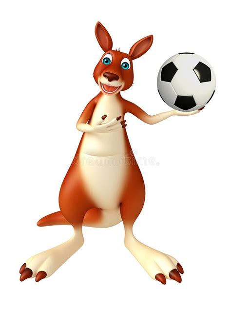 Fun Kangaroo Cartoon Character with Football Stock Illustration ...