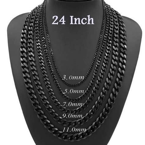 Buy Inch Men Sturdy Cuban Chain L Stainless Steel Black Chain Mens