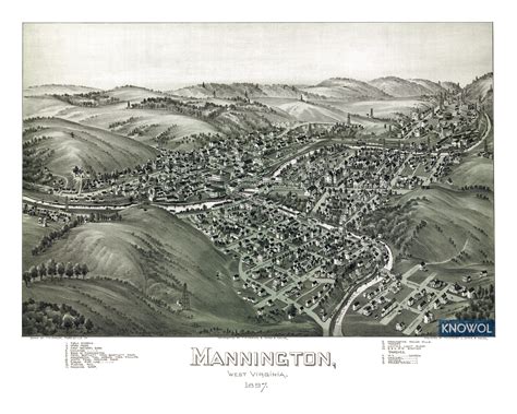 Historic old map shows bird’s eye view of Mannington, WV in 1897