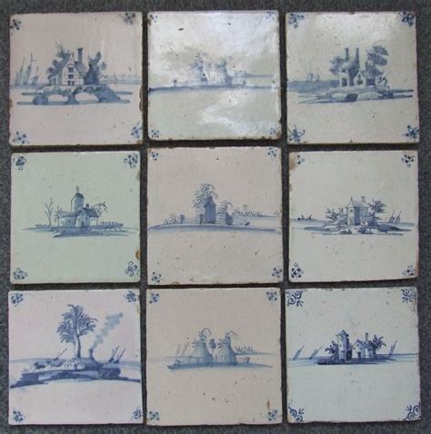 Pieces Of Rare Th Century Landscape Tiles Earthenware Catawiki