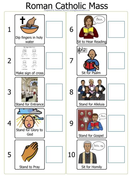 Printable Parts Of The Catholic Mass Worksheet