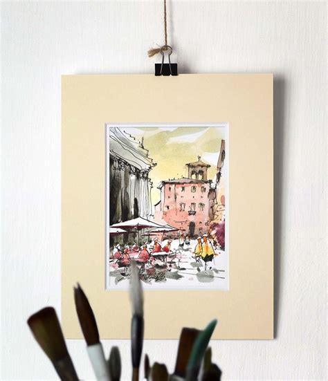 Watercolor Painting Trastevere Rome Watercolour By Marin Victor