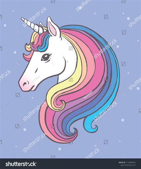 Cute Unicorn Portrait Beautiful Rainbow Mane Stock Vector Royalty Free