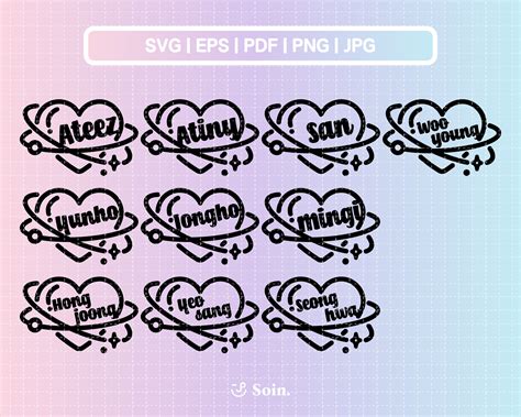 Ateez Svg Png Pdf Eps Ateez Member Lightstick Etsy M Xico