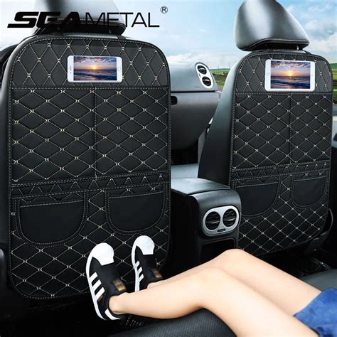 SEAMETAL Car Seat Back Protector PU Leather Car Anti Kick Mat