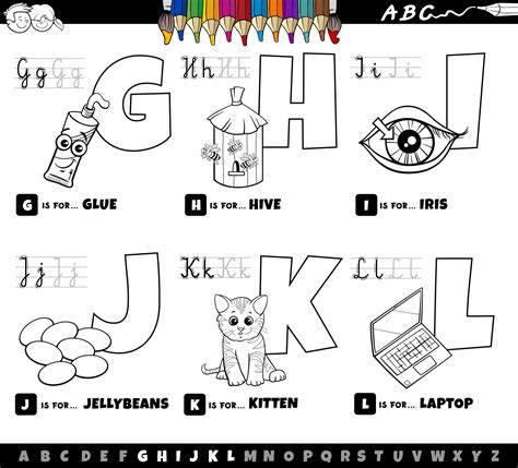 educational cartoon alphabet set coloring book 1915538 Vector Art at Vecteezy