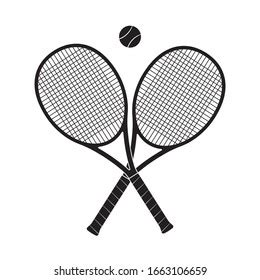 Crossed Tennis Rackets Tennis Ball Stock Illustration