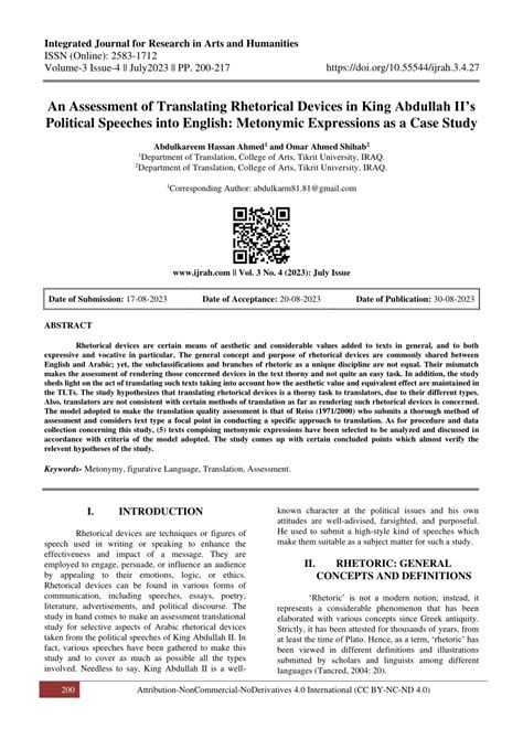 (PDF) An Assessment of Translating Rhetorical Devices in King Abdullah ...