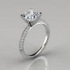 Knife Edge Pave Cushion Cut Moissanite Engagement Ring Forever Moissanite