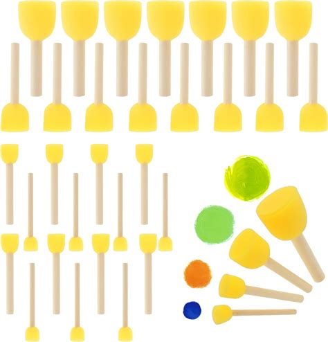 Pcs Round Sponges Brush Set Sponge Brush For Painting With Wood