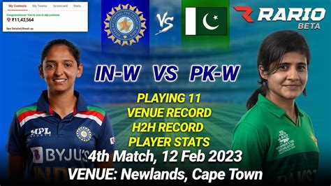 In W Vs Pk W Dream11 Team Ind Vs Pak Dream11 Prediction In W Vs Pk