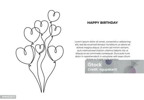 Ballons Danniversaire Un Dessin Au Trait Illustration Vectorielle De