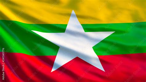 Myanmar Flag Waving Flag Of Myanmar D Illustration Stock Illustration