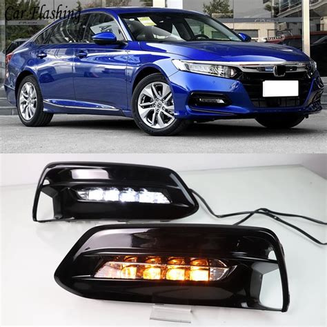 2pcs Led Drl Daytime Running Light Fog Lamp Driving Lights Yellow Turn Signal Lamp For Honda