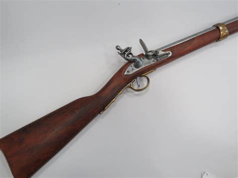 Antique Replica flintlock musket made from wood, steel & bra ...