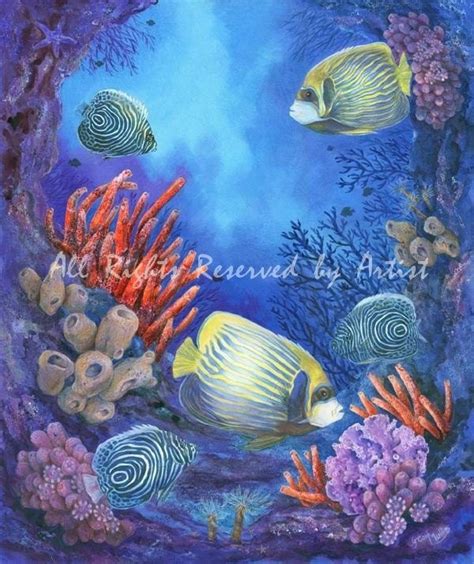 Saltwater Fish Art Aquarium Ocean Emperor By Allkindsofart On Etsy