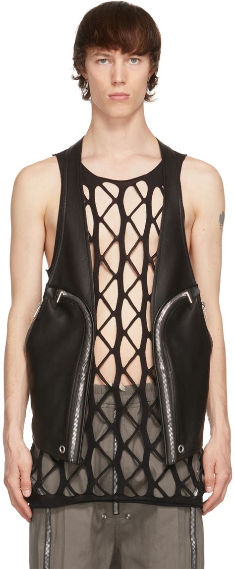 Rick Owens Black Leather Bauhaus Vest Ssense