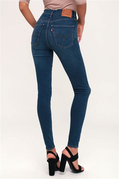 Levis Mile High Super Skinny Skinny Jeans Dark Blue Jeans Lulus