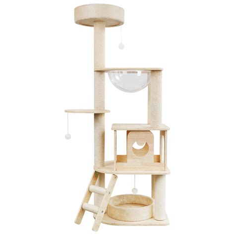 Sthdofrpaits Modern Wooden Cat Tree Tower For Indoor Cats 51in Multi