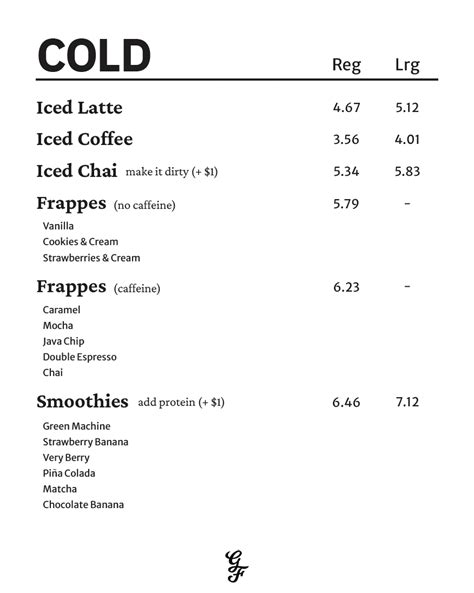 Coffee Menu — The Ground Floor