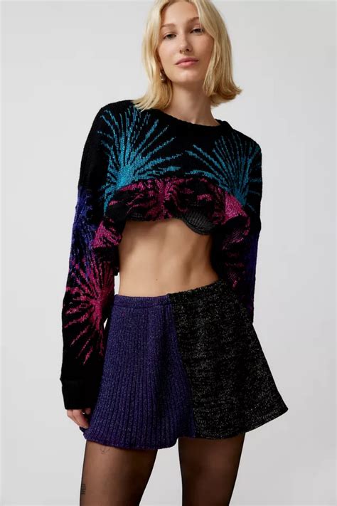 Urban Renewal Parties Remade Sparkle Sweater Spliced Mini Skirt Urban