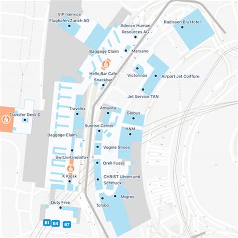 Zurich Airport ZRH Main Terminal Map