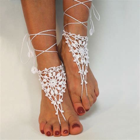 Beach Wedding Ivory Crochet Wedding Barefoot Sandalsnude Shoes Foot