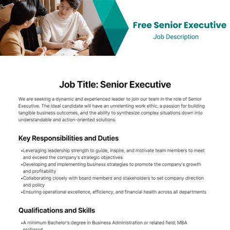 Free Senior Executive Job Description Template - Edit Online & Download ...