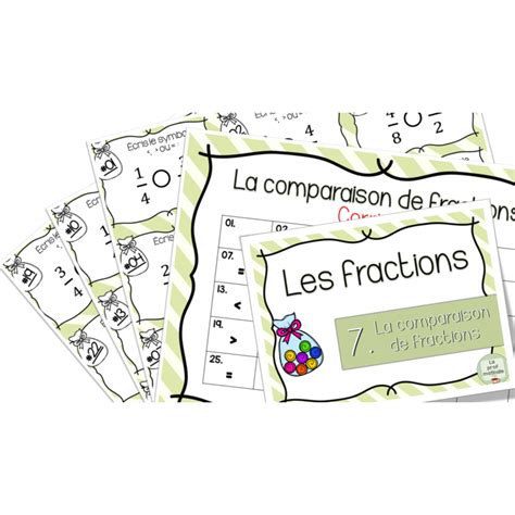 Comparaison de fractions Cartes à tâches