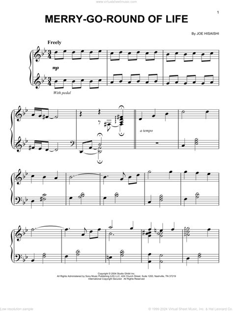 Merry Go Round Of Life Sheet Music For Piano Solo PDF