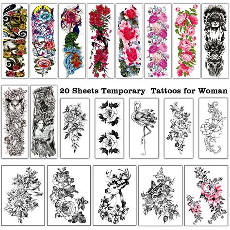 Cerlaza 20 Sheets Temporary Tattoo Sleeves For Women Adults Full Arm