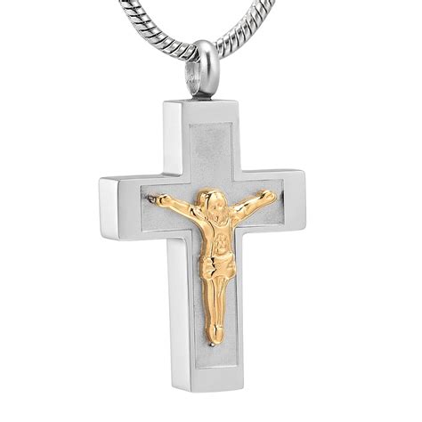 Religion Cross Cremation Jewelry for Ashes for Women Men Ashes Pendants Jesus crucified Keepsake ...