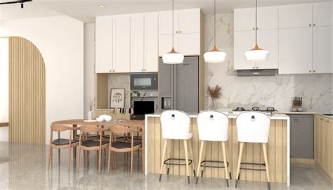 Multi Functional Open Kitchen Design With Breakfast Counter Livspace