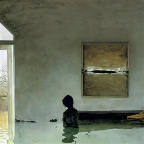 Painting Of A Flooded House Interior By Andrew Wyeth Stable Diffusion