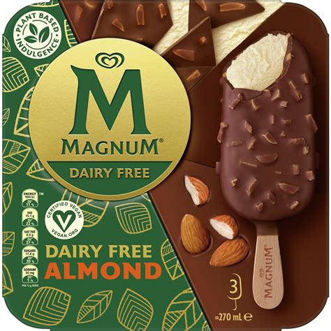 Magnum Dairy Free Frozen Dessert Sticks Almond 90ml X 3 Pack Is Halal