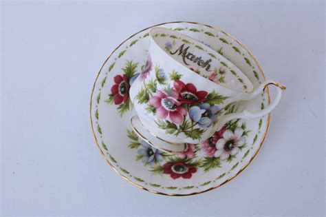 Vintage Royal Albert March Anemone Birthday Flower Of The Month Tea Cup