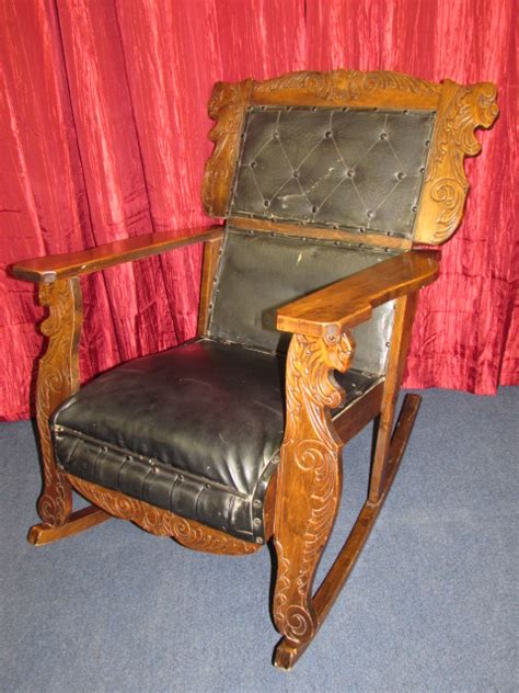 Lot Detail Handsome And Unique Antique Mahogany Rocking Chair With