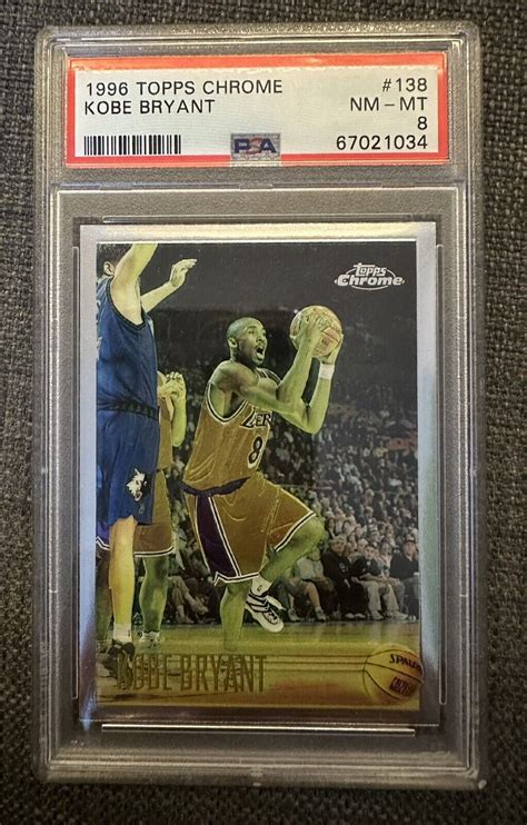 1996 Topps Chrome Kobe Bryant 138 Rookie PSA 8 NM MT Nicely Centered