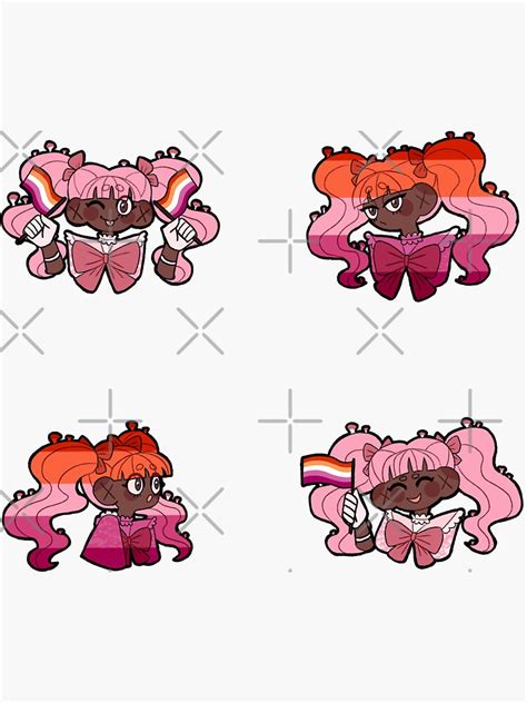 Cute Pink Mushroom Girl Chibi Lesbian Pride Flag Sticker For Sale By Sunkingsea Redbubble