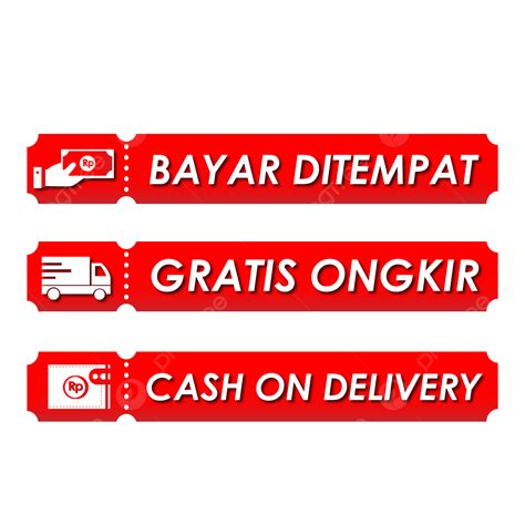 Gambar Logo Gratis Ongkir Cash On Delivery Bayar Ditempat Merah Png