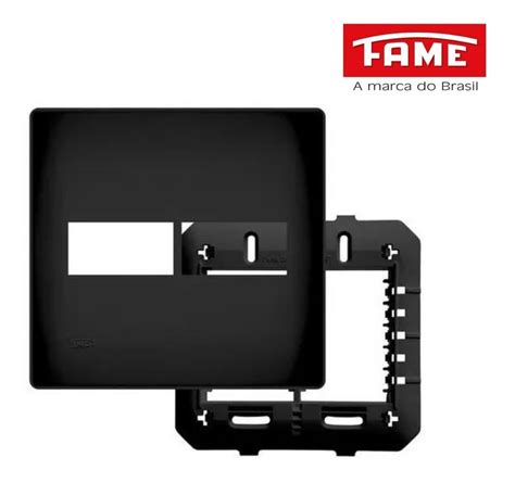 Espelho Placa Suporte 4x4 2 Módulos Habitat Black Fame