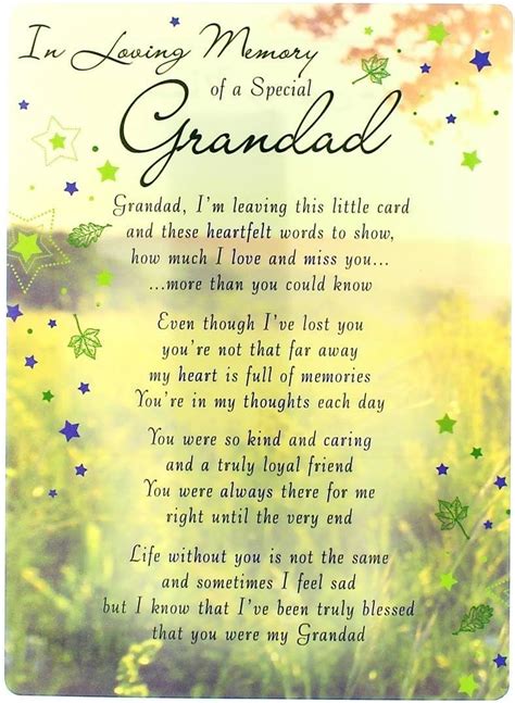 Special Thoughts Loving Memory Open Graveside Memorial Card Special