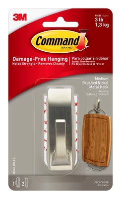 Command Medium Modern Reflections Brushed Nickel Metal Hook