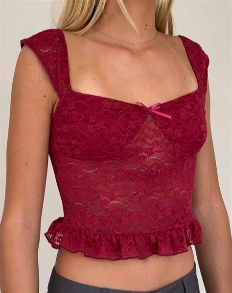 Deep Red Lace Cami Top Brietta Motelrocks Com Us